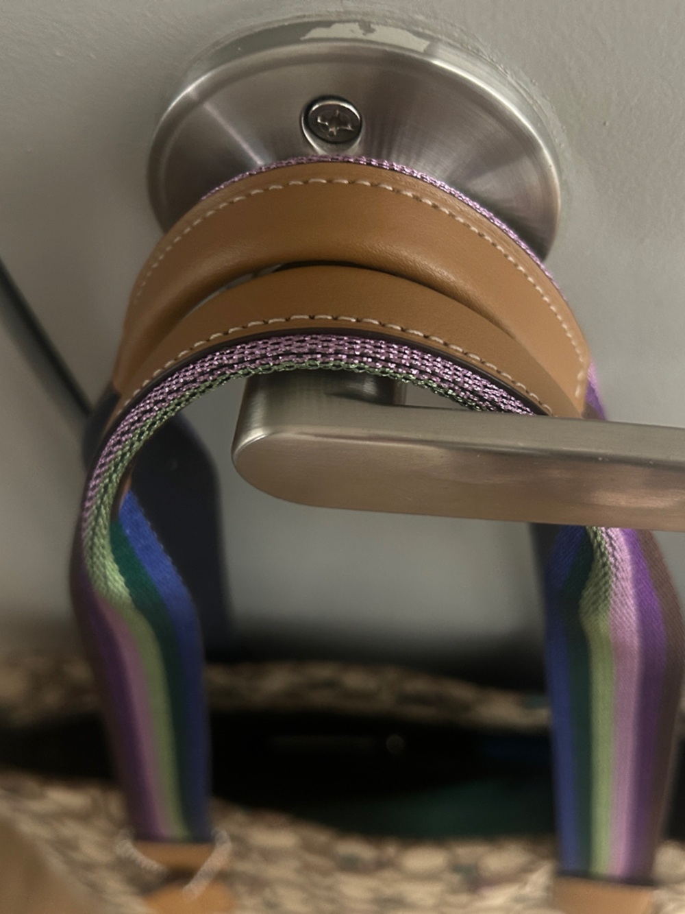 Coach Tote F30604 Signature Canvas purple & teal Cherries Rainbow Glitter straps - Picture 4 of 8